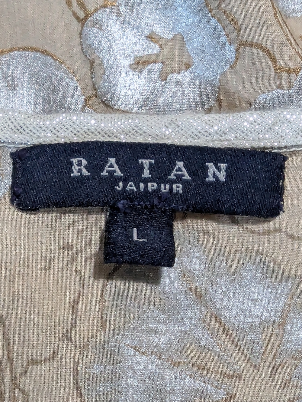 Ratan Floral Lace-Trim Beige & Light Blue Robe Dress - Picture 9 of 12